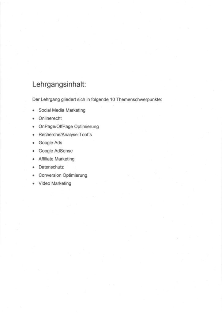 IHK Zertifikat Niklas Hornig Online Marketing Manager